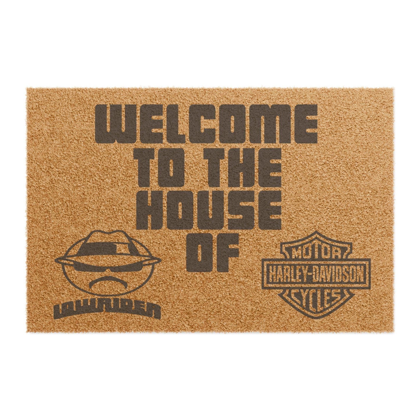 Lowrider & Harley Davidson Coir Doormat: Motorcycle Welcome Mat