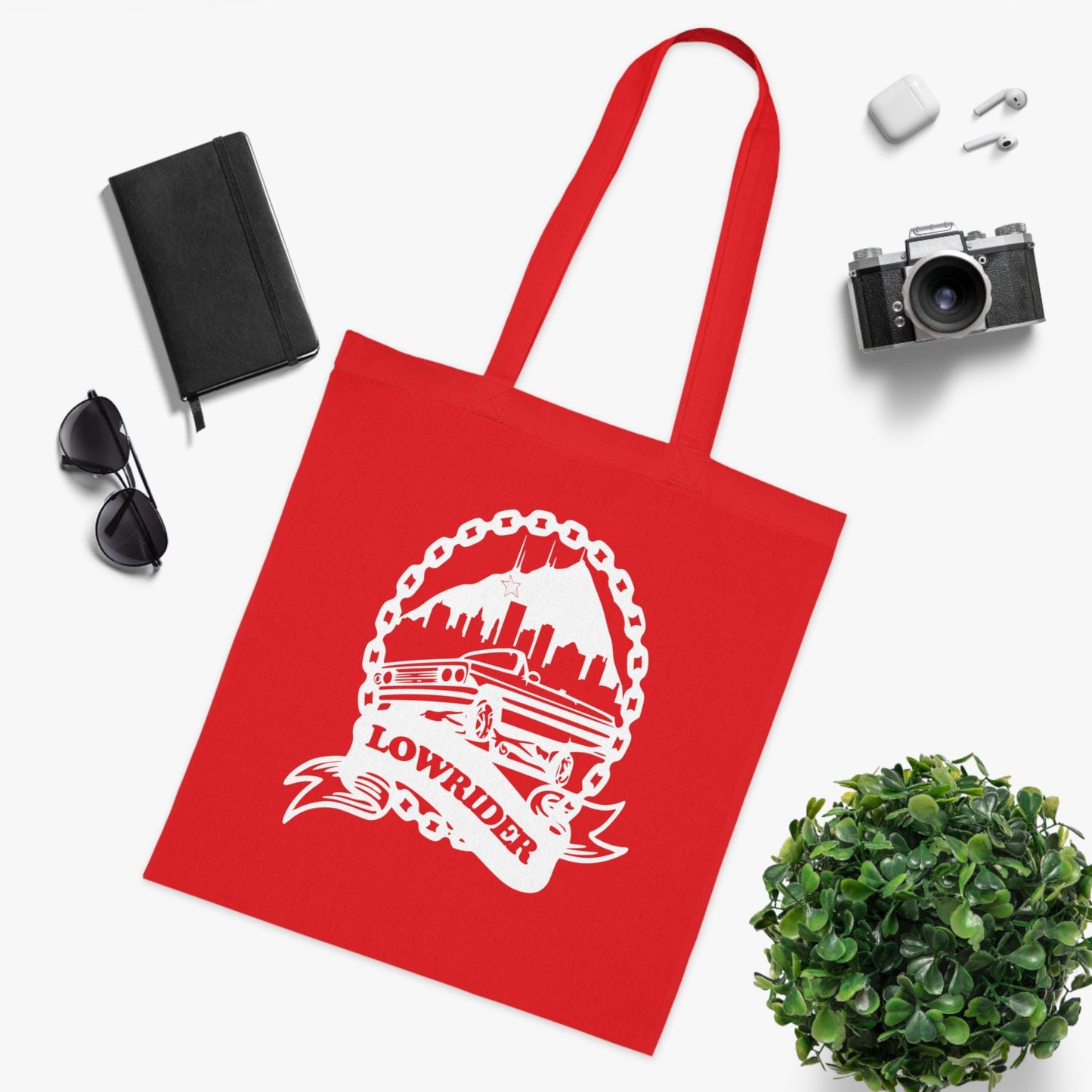 Vintage Lowrider Graphic Cotton Tote Bag: Car Lover Gift